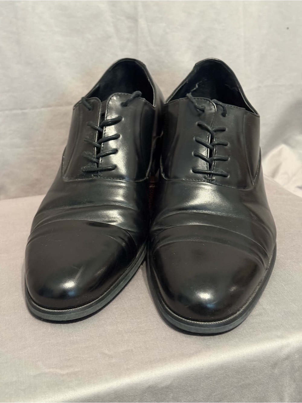 Kenneth Cole Reaction Black Leather Cap-Toe Oxfords size 12